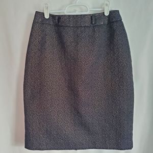 Womens Worthington Blue Gold Shiny Skirt Back Zipper Lined and Back Slit Size 4